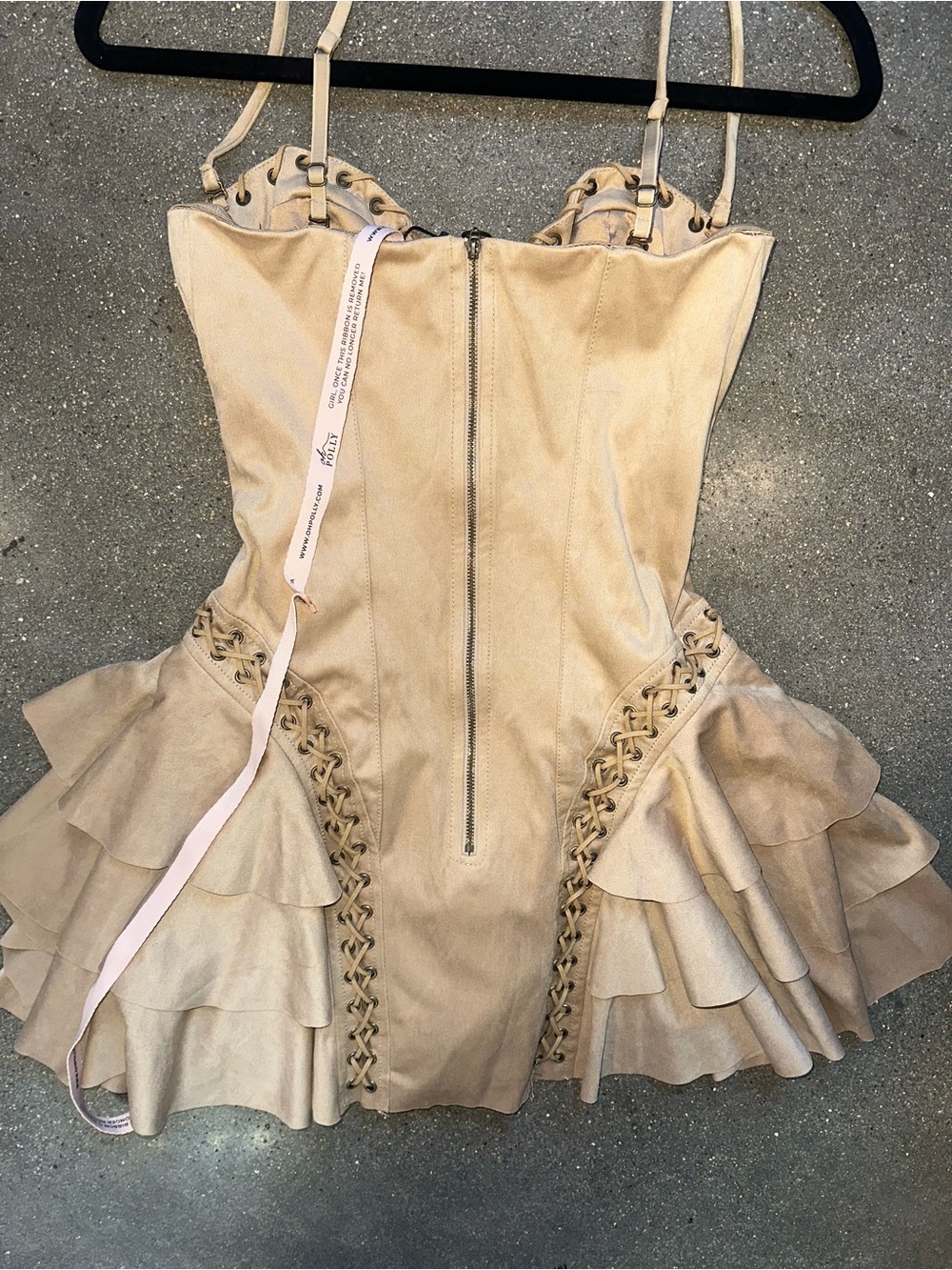 Oh Polly Tan Lace-Up Bustier Mini Dress - Picture 3 of 4